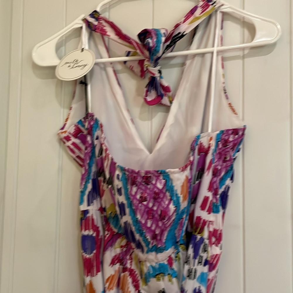 Milk and Honey large colorful jumpsuit with open back and tie at the neck NWT - Picture 4 of 8